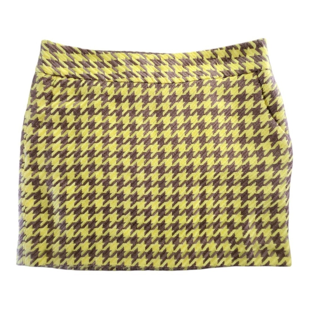 The Limited Yellow Brown Houndstooth Straight‎ Preppy Style Skirt Woman's 10